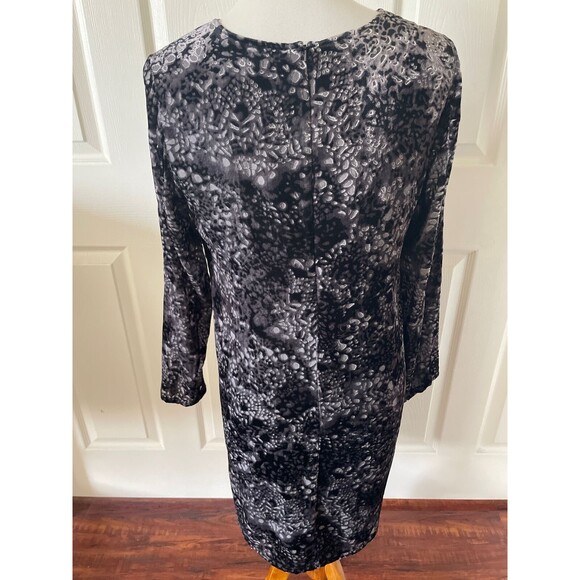 J Jill Womens Shift Dress Size Small Petite Burnout Velvet Lined Black Keyhole - Picture 5 of 11